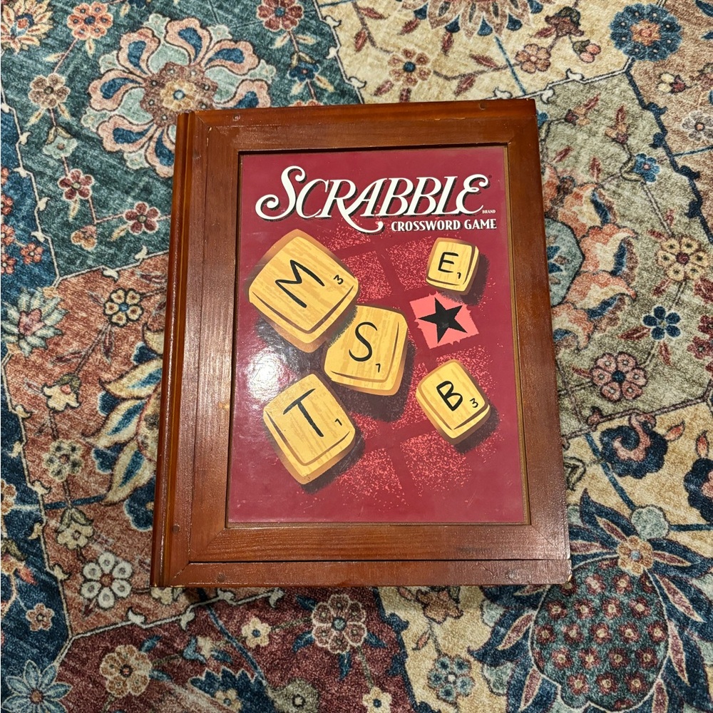 Scrabble Wooden Box Bookshelf Edition Vintage Collection